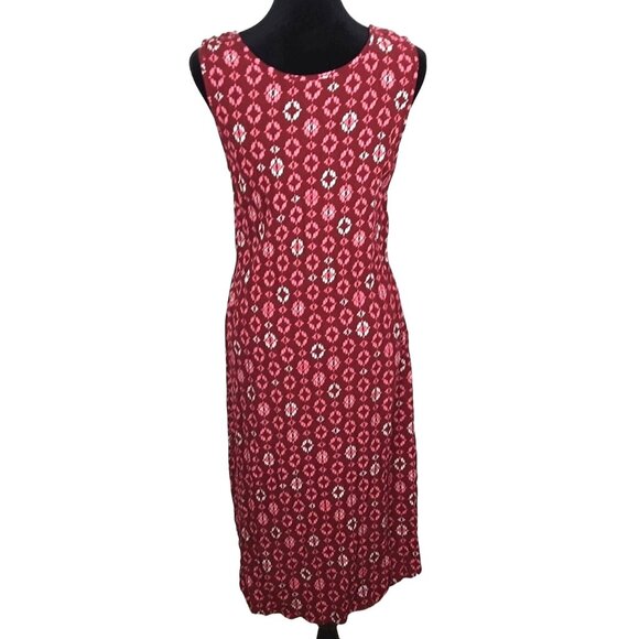 Eddie Bauer Womens Sleeveless Red Floral Dress Size 8 Knee Length Lightweight - Picture 2 of 9